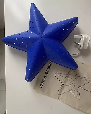 IKEA SMILA STJARNA Blue Star Wall Light Children's Bedroom Nightlight • £12