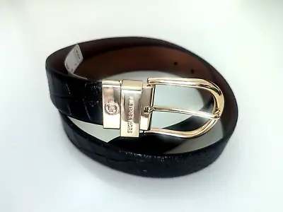 Michael Kors Reversible Crocodile Embossed Leather Women's Belt Black Size M NWT • $66