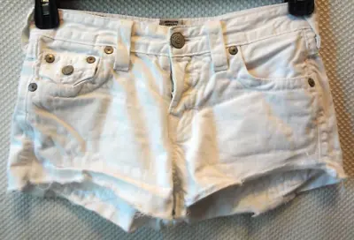 True Religion Womens Size 25 Distressed Cut Off Jayde White Jean Short • $29.96