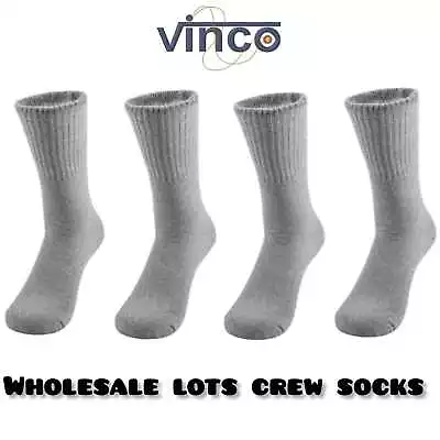 5-100 Dozens Wholesale Lots Mens Solid Grey Sports Cotton Crew Socks 9-11 10-13 • $64.99