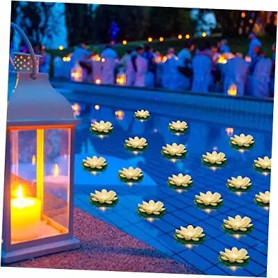 24 Pcs Floating Pool Lights Lotus Floating Lanterns Lifelike 3.94 Inch White • $51.38