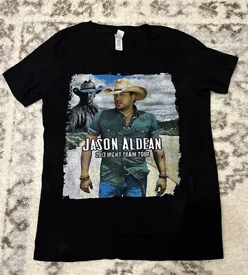 2013 Jason Aldean Night Train Concert Tour Cities T-Shirt Med Jake Owen Country • $9