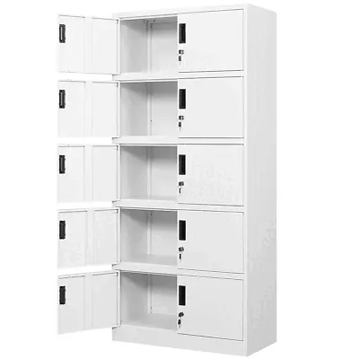 Metal Storage Cabinet With Locking Door 71H Steel Utility Locker For Home Office • $129.99