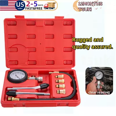 8 Pcs Cylinder Compression Tester Gas Engine Gauge Kit Tool Auto Car Motorcycle • $17.99