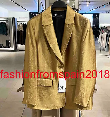 ZARA NEW STRAIGHT-FIT GOLD BLAZER JACKET GOLDEN XS-L 8753/599 2107/599 Sale!!! • $89.69