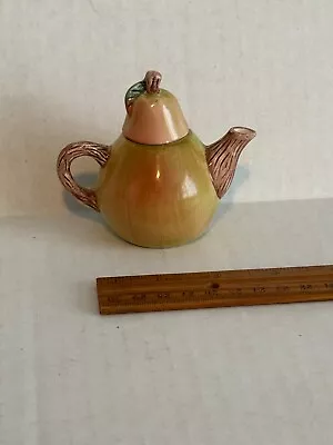 Russ Berrie Ceramic Mini 3.5  Teapot Pear Shape Miniature Vintage Kitchen Pear • $8.18