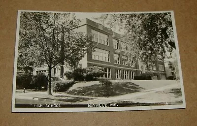 C1940 High School Mayville Wisconsin RPPC WI Town View • $4.44