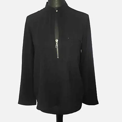 Blanco (Zara Group) Black Loose Shirt With Gold Zip Detail Medium *bnwt Oversize • £17.99