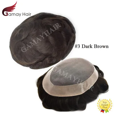 Mens Toupee Hairpiece Fine Mono Hair System Replacement Poly Skin Around Men Wig • $189