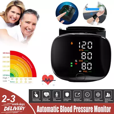 Wireless Large Cuff Wrist Blood Pressure Digital Automatic Heart Rate Monitor BP • $24.99