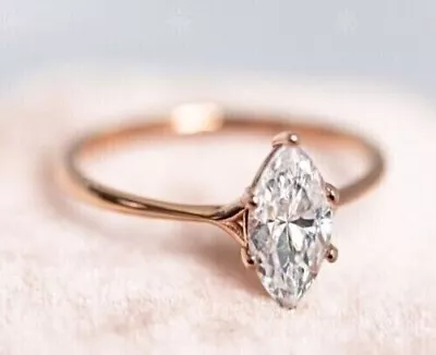 2CT Marquise Cut Lab Created Diamond Women Engagement Ring 14K Rose Gold Plated • $102.89