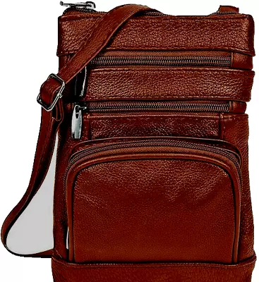 Unisex Cross-Body Handbag Brown - Multi-pocket • $27.99