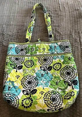 Vera Bradley Carry All Large Toggle Tote Bag Purse Pocketbook Lime Green Yellow • $19.94
