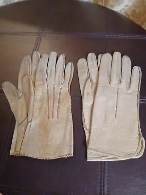 2 Pair Vintage Sz. 7 Leather Driving Gloves Meyers Make Hand Stitch & No Brand  • $18.95