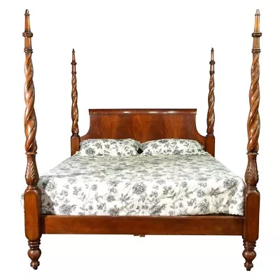 Leighton Hall King Size Mahogany Plantation Poster Bed - Showroom Sample • $4495