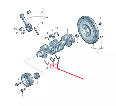 New Vw Beetle 5c Engine Crankshaft Bearing Shell 03l105561glb • $17.20