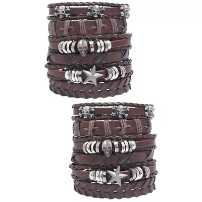 6pcs Metal Bracelets Cool Punk Bracelets Woven Bracelets Women • £12.19