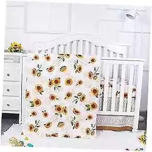  Sunflower Baby Girl Crib Bedding Set For Girls 3-Piece Nursery Sunflowers • $69.75