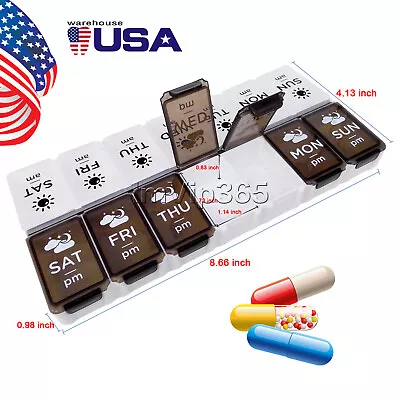 USA Weekly Pill Box Organizer Twice A Day 7 Day AMPM Organizer Case • $5.95