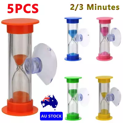 5X 2/3 Kids Minute Shower Timer Tooth Brushing Suction Cup Hourglass Sand Clock • $12.92