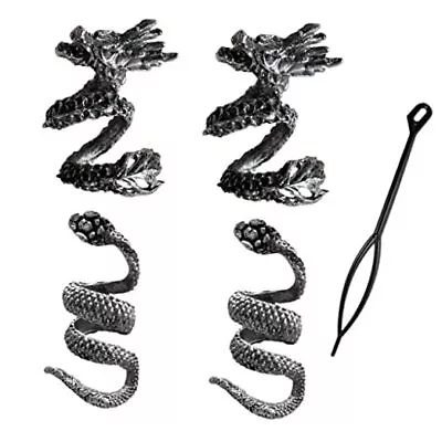 4 PCS Viking Dragon And Snake Alloy Beard Beads Hair Dreadlocks Beads For Men  • $14.91