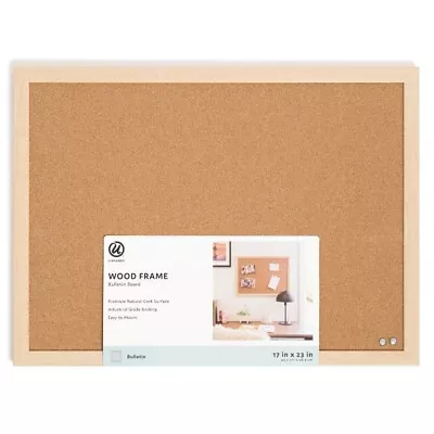 U Brands Cork Bulletin Board 23 X 17 Inches Light Birch Wood Frame • $9.99