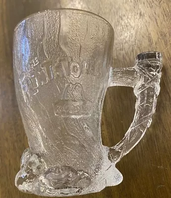 Flintstones Vintage McDonalds Embossed Mammoth RocDonalds Glass Mug 90s Toons • $8