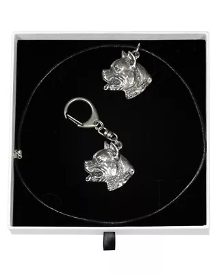 Amstaff Type 2 - Keyring Necklace Set With Dog In White Box Art Dog AU • $77.43