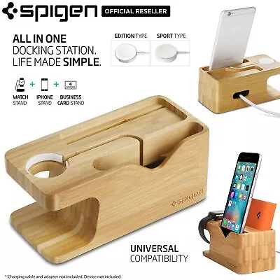$34.99 • Buy For Universal Cell Phone/ IPhone/ Apple Watch/ Cards SPIGEN Wood Stand Holder