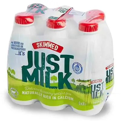 Candia Just Milk UHT Long Life Skimmed Fresh Diet No Fat Milk Bottles Pack 6x 1L • £12.49