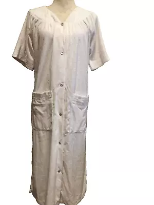 Morning Crew Terry Cloth Robe Small Snap Down Housecoat Cotton Blend VTG NWT • $24.95