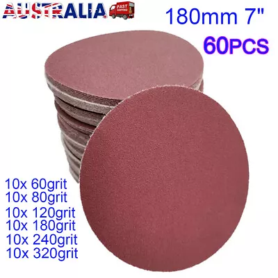 60 Pcs 180mm 7  Inch Sanding Discs Pads Hook Loop Disc Drywall Sander Sandpaper • $28.89