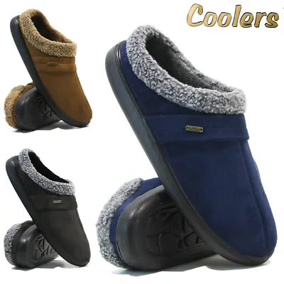Mens Coolers Slippers Fleece Lined Casual Warm Slip On Mules Winter Fur Size 12 • £9.95