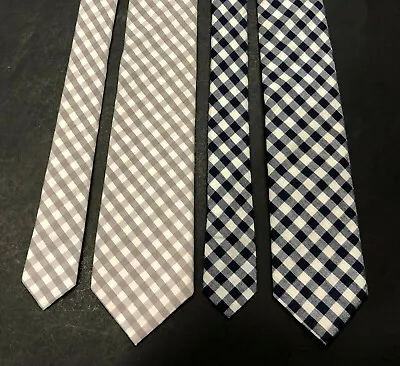 J.CREW NEW GINGHAM SELFTIP 100%COTTON MADEinUSA W2.875  L58.5 -60  - 2 TIES LOT  • $29.95