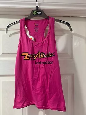 Zumba Pink Racerback Instructor Vest Tank Top Shirt Ladies Size 6 8 10 *BARGAIN* • £4.99