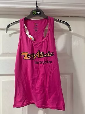 Zumba Pink Racerback Instructor Vest Top Shirt Ladies Workout Dance Size 6 XS • £7.25