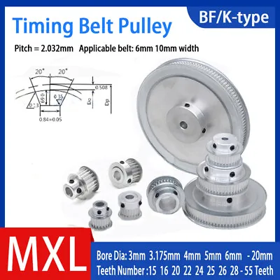 MXL15T-55T Timing Belt Pulley Pitch 2.032mm With Step Drive Pulleys Width 7/11mm • $1.99