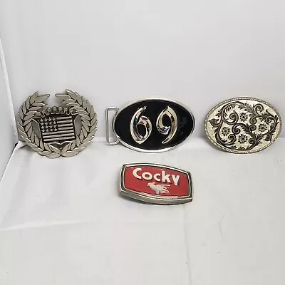 $50 • Buy Lot Of 4 Belt Buckles Cadillac Cocky 69 Western