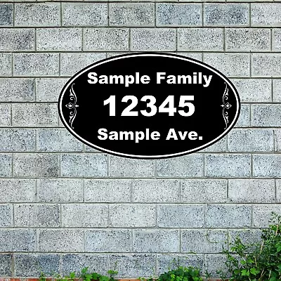 Personalized Home Address Sign Aluminum 12 X7  OVAL House Family Name Plaque • $14.45