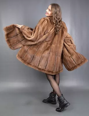 11903 Superior Real Mink Coat Luxury Fur Jacket Swinger Beautiful Look Size Xl • $1