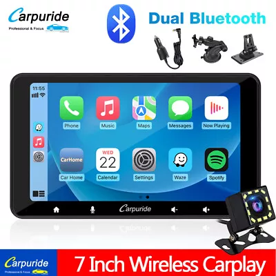 Carpuride 7inch Radio Apple Car Play Bluetooth Screen Wireless Car Stereo Camera • $467.49