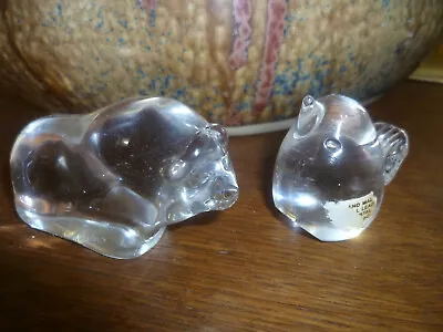 Vintage Hadeland Isfugl Norway Crystal Art Glass Paperweight Icefowl Horned Cow • £19.75