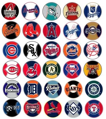 All 30 MLB Baseball Team Logo Pin Back Buttons 1.25” Pack Of 30 • $18.99