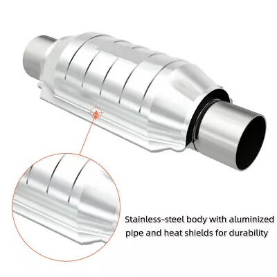 3  Universal Stainless Steel High Flow Catalytic Converter Round 3  In/Out 53009 • $71.68