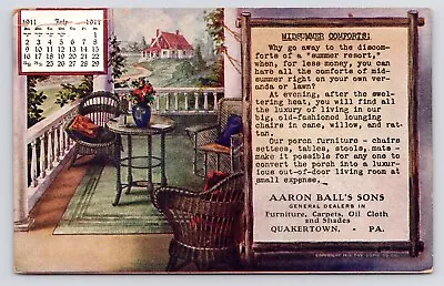 1911 Aaron Ball's Sons Furniture Advertising Quakertown Pennsylvania PA Postcard • $19.99