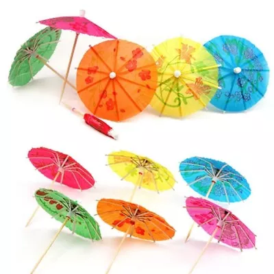 30 Cocktail Drink Parasol Sticks Picks Umbrellas Umbrella Wood With Paper Party • £2.95