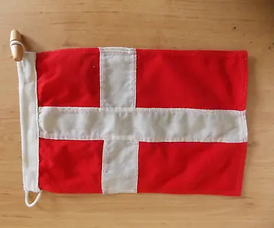 Danish Denmark Sewn Fabric Nautical Maritime Flag With Toggle 32 X 20cm • £12.95