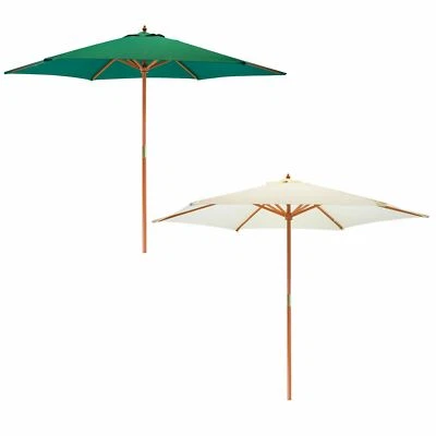 £35.95 • Buy Garden Patio Parasol Umbrella Hardwood Frame 2.7m Outdoor Beach Sun Shade