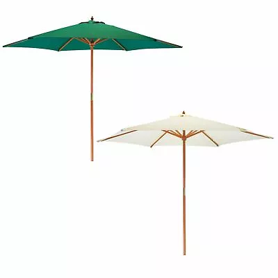 Garden Patio Parasol Umbrella Hardwood Frame 2.7m Outdoor Beach Sun Shade • £35