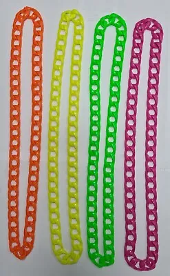 Neon Plastic Cuban Chain Necklace 80s 90s Rave Dance Festival Fancy Dress Party • £2.99